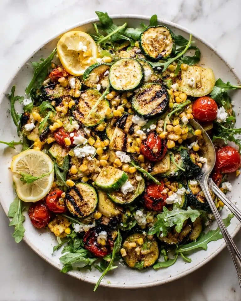 Grilled Zucchini Salad with Cherry Tomatoes, Corn, and Goat Cheese Recipe