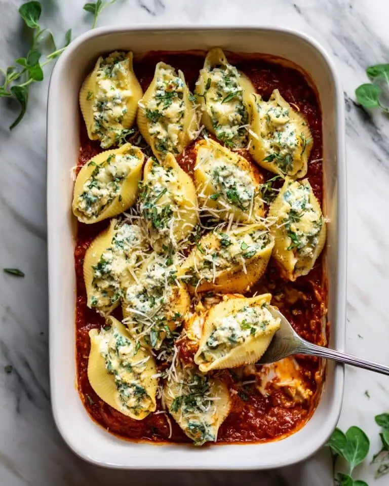 Stuffed Shells with Ricotta, Mozzarella, and Basil Recipe