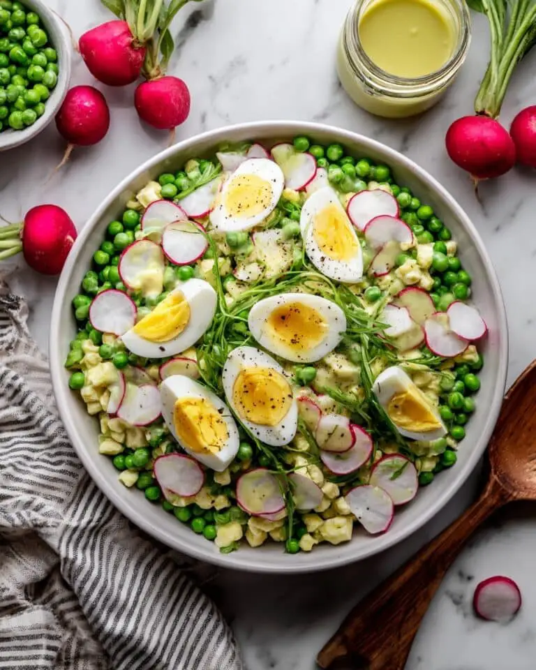 Sweet Pea and Radish Salad with Hard Boiled Eggs and Maple Vinaigrette Recipe