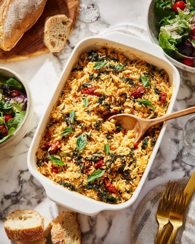 Sundried Tomato Boursin Baked Orzo Recipe