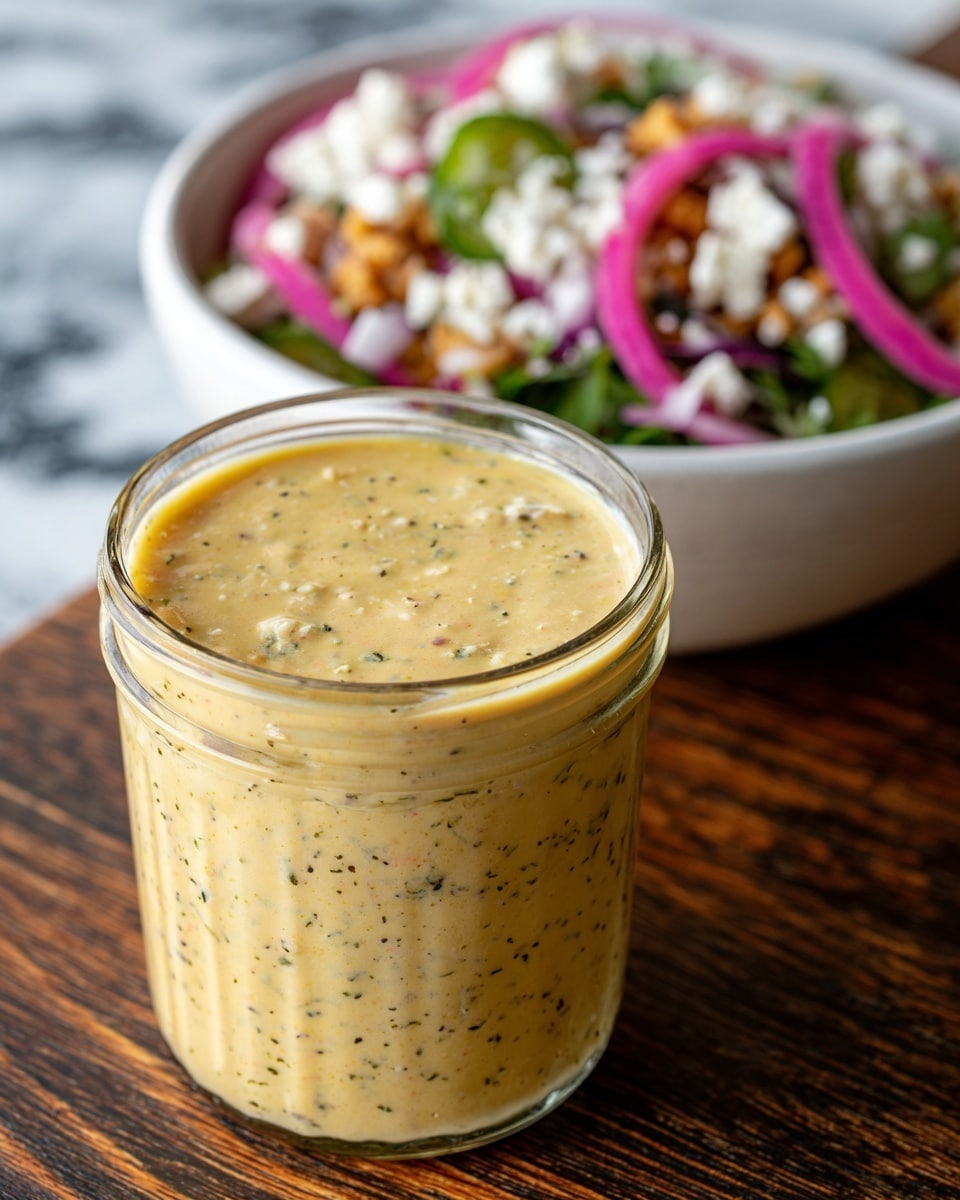 A tall clear blender cup is filled with a creamy, light green sauce that has small dark green flecks throughout, showing it is mixed with herbs. The blender cup is placed upside down on a black base with a simple dial and some labels. The background is a clean white marbled kitchen surface and a light window sill behind. The whole setup looks ready for blending with some splashes of the sauce on the top edge of the blender cup. Photo taken with an iphone --ar 4:5 --v 7