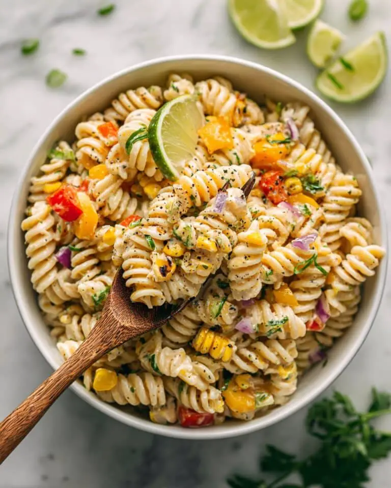 Grilled Corn Pasta Salad with Lime, Cotija, and Fresh Vegetables Recipe