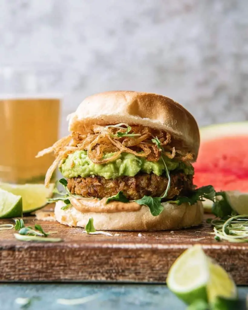 Jalapeño Cheddar Guacamole Turkey Burgers with Crispy Onions Recipe