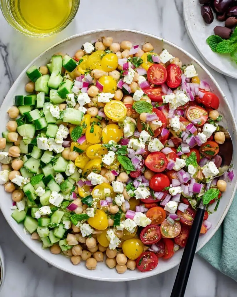 Mediterranean Chickpea Salad with Feta and Lemon Vinaigrette Recipe