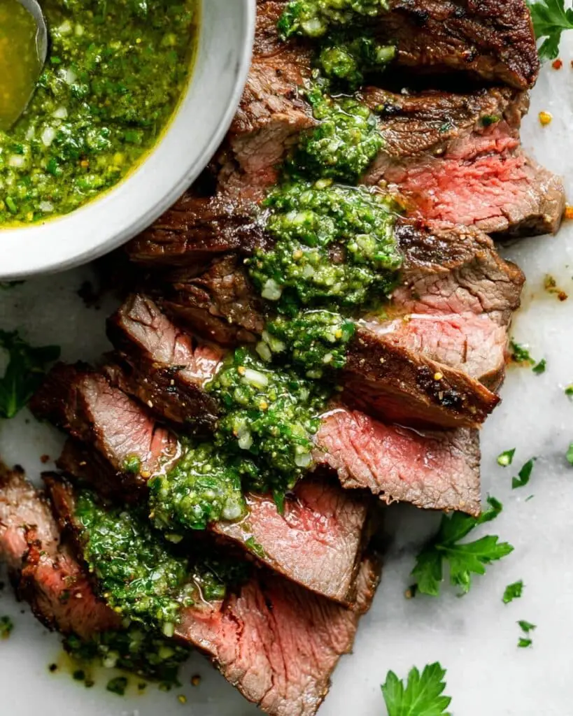 Grilled Flank Steak with Herby-Green Sauce Recipe