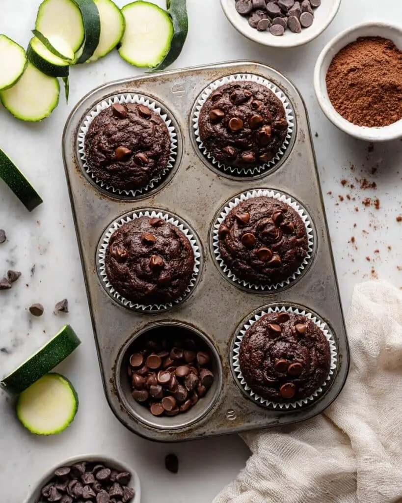 Healthy & Moist Chocolate Zucchini Muffins Recipe