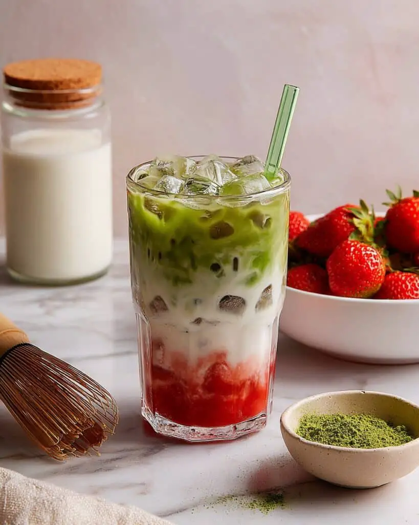 Iced Strawberry Matcha Latte Recipe