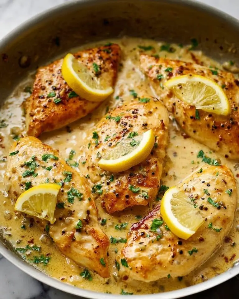 One Skillet Chicken with Lemon Garlic Cream Sauce Recipe