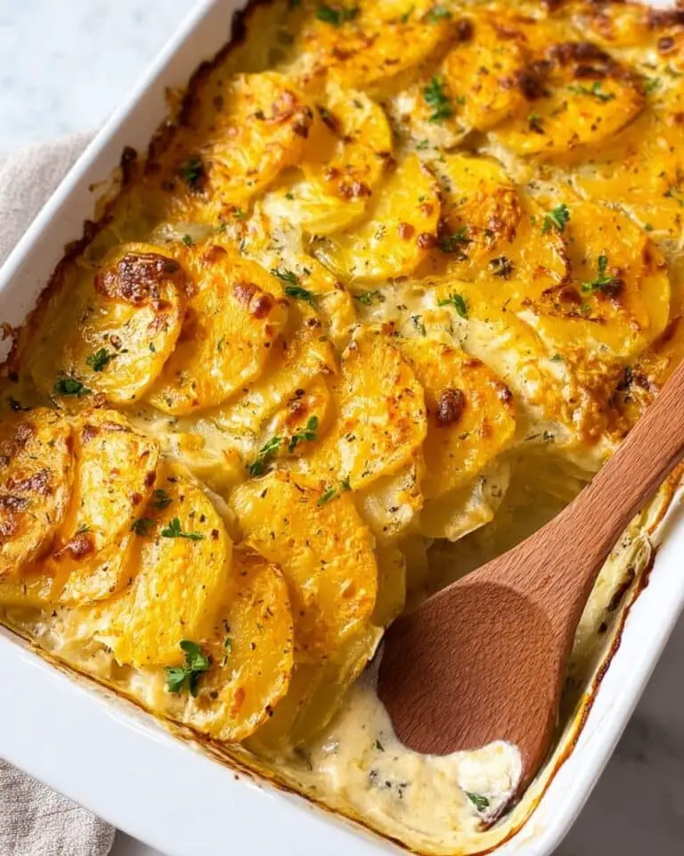 Creamy Scalloped Potatoes with Cheddar and Parmesan Recipe