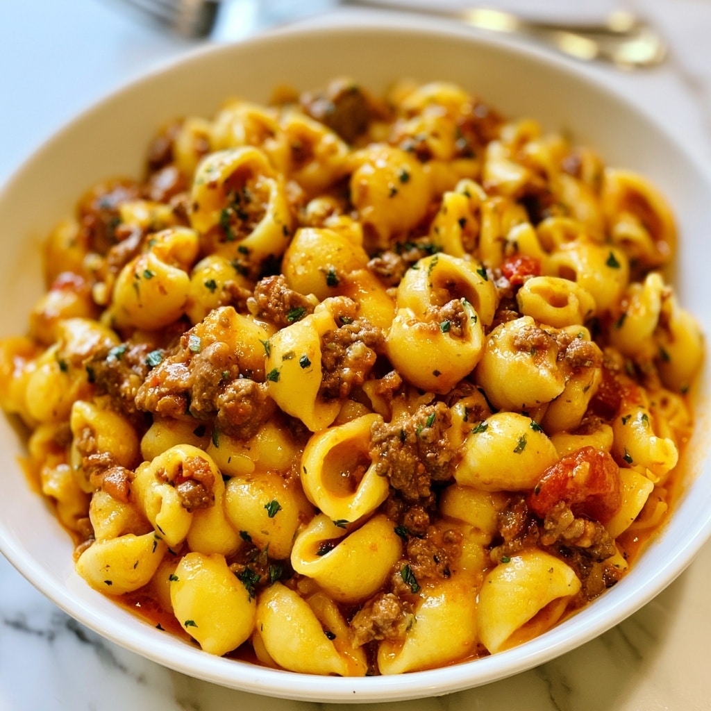 Homemade Creamy Beef and Shells Recipe