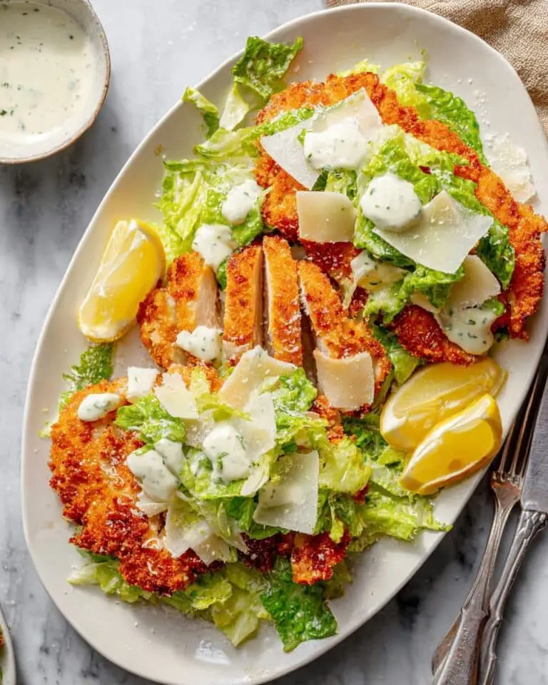 Chicken Caesar Cutlets with Romaine and Parmesan Recipe