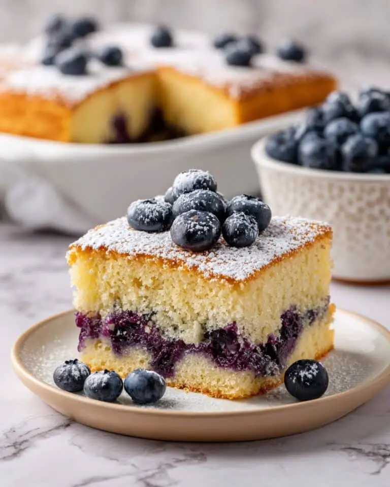 Lemon Lush Cake with Floating Blueberries Recipe