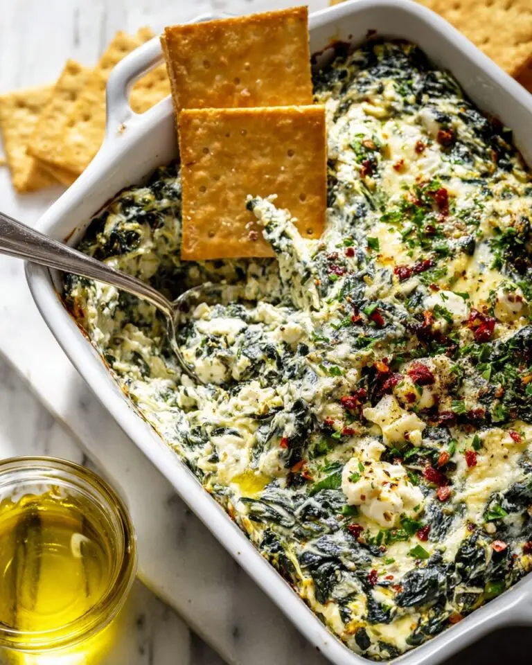 Homemade Spinach and Pepperoncini Baked Feta Dip Recipe