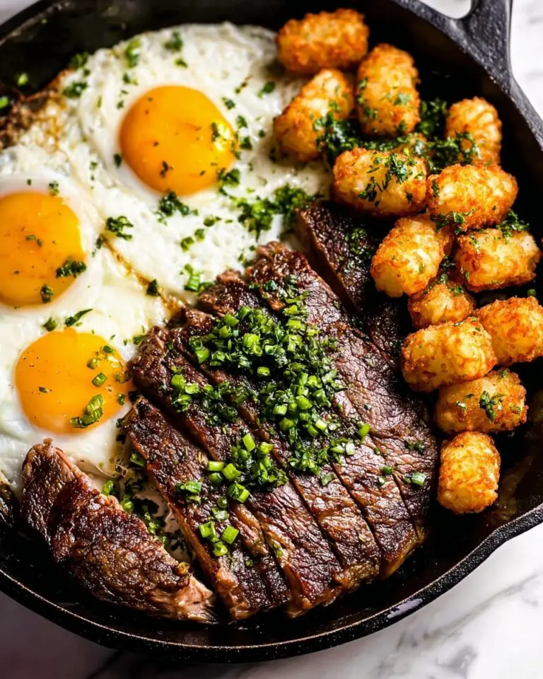 Steak and Eggs with Garlic Parsley Sauce Recipe