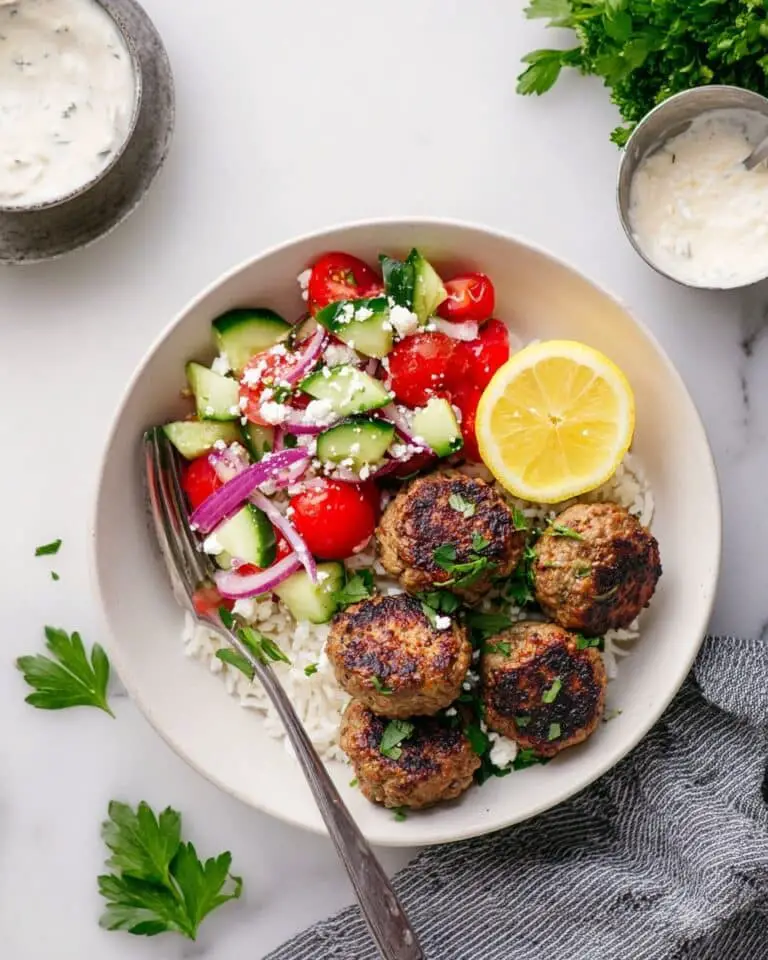 Greek Turkey Meatballs with Feta Yogurt Sauce Recipe