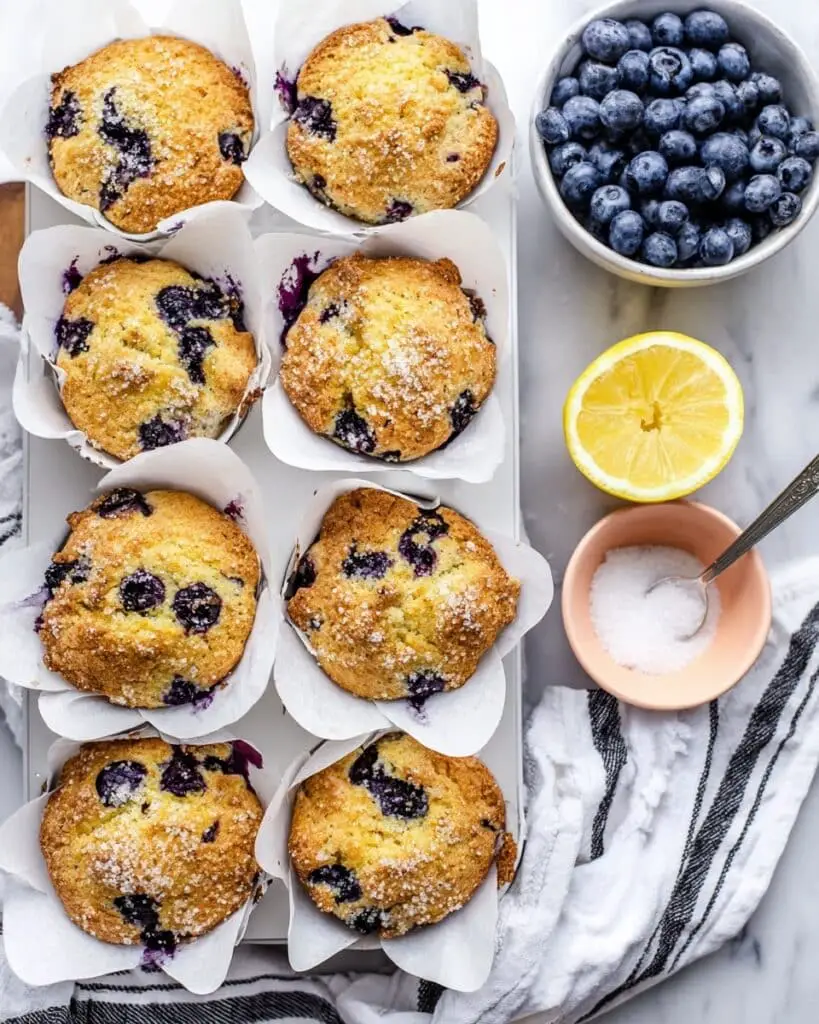Sourdough Discard Blueberry Muffins with Sour Cream Recipe