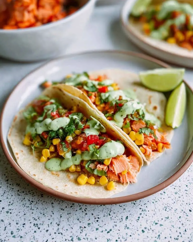 Blackened Salmon Tacos with Avocado Salsa and Cilantro Ranch Recipe