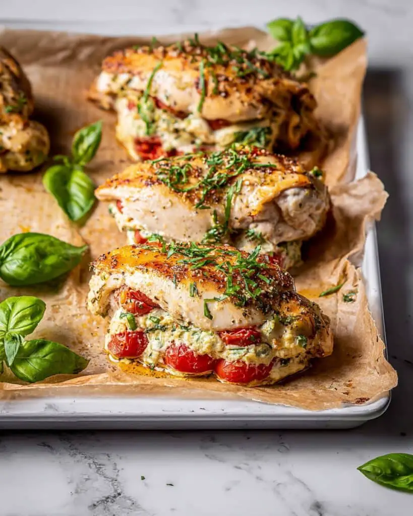 Oven-Baked Stuffed Chicken Breasts with Zucchini, Cream Cheese, and Tomato Recipe