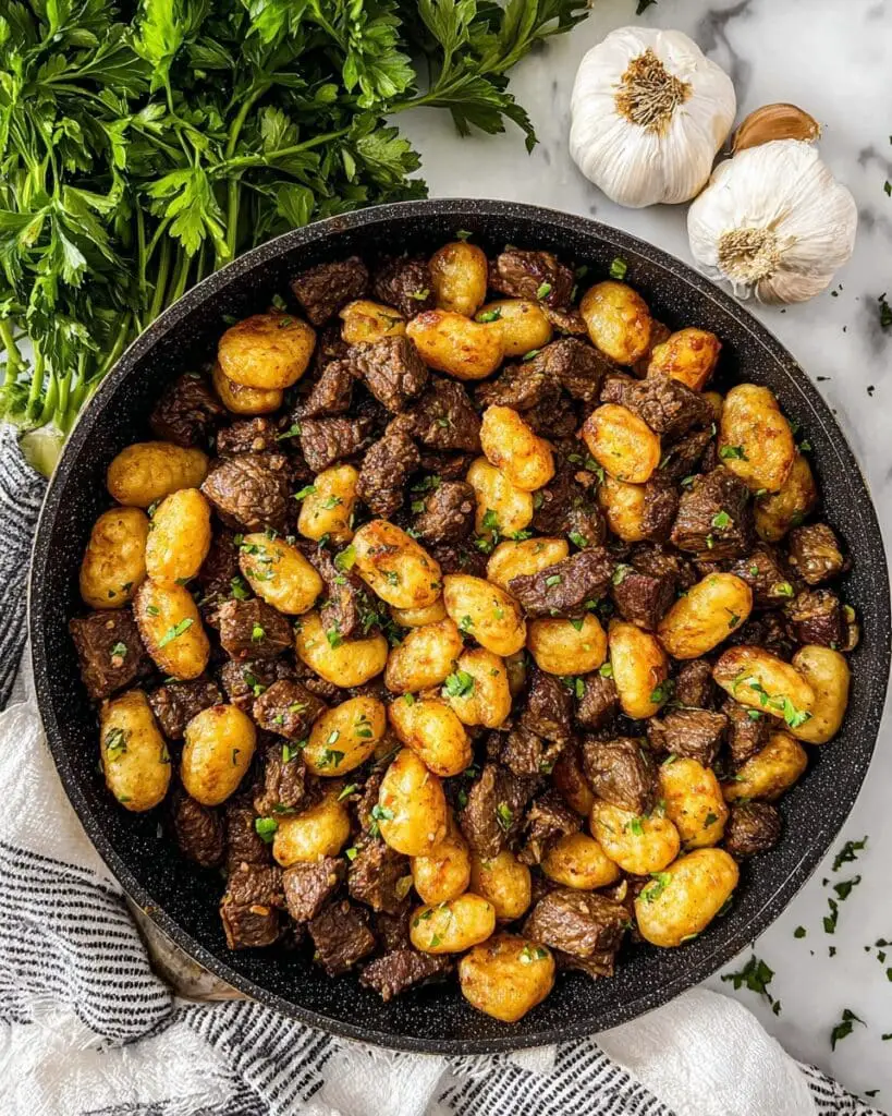 Steak Bites with Garlic Parmesan Gnocchi Recipe