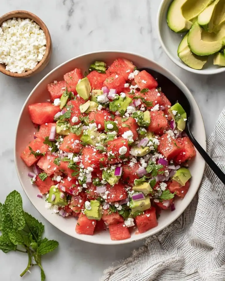 Watermelon Feta Salad with Avocado Recipe