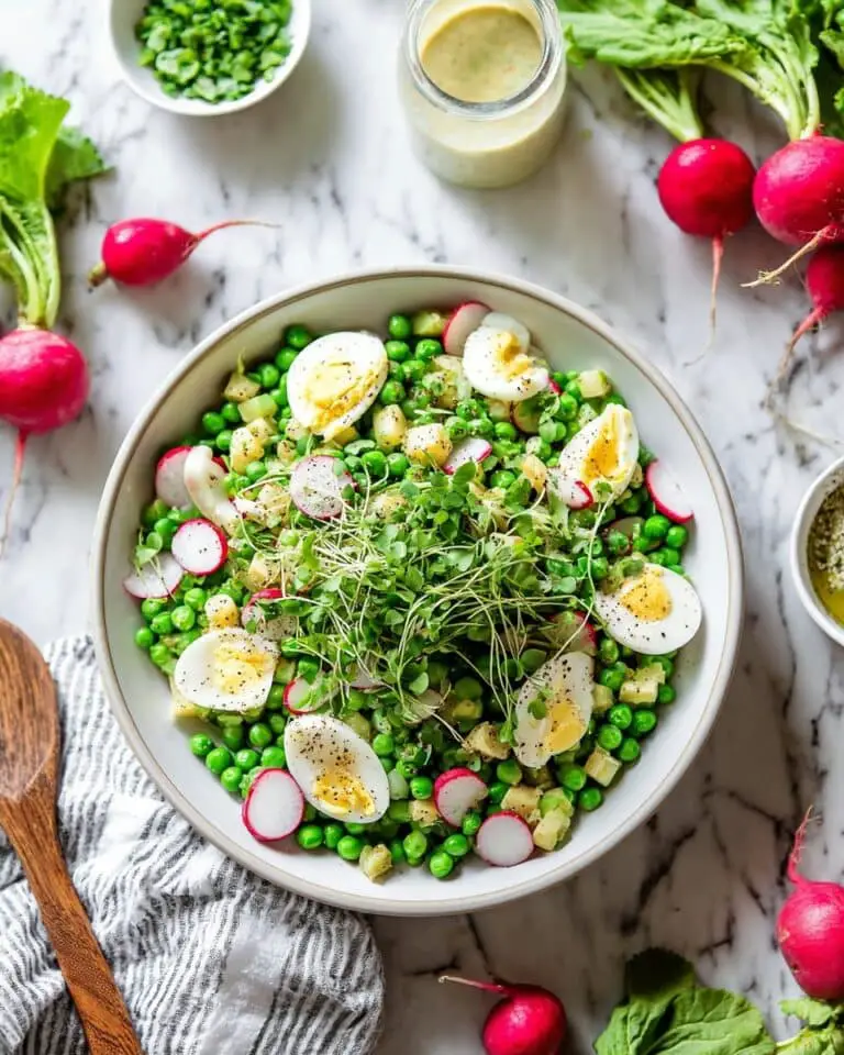 Sweet Pea and Radish Salad with Hard-Boiled Eggs and Maple Vinaigrette Recipe