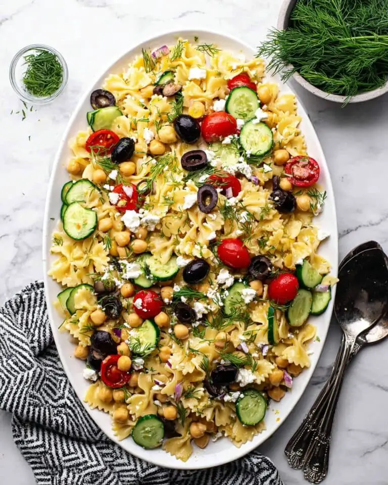 Chickpea Pasta Salad with Dill Yogurt Sauce Recipe