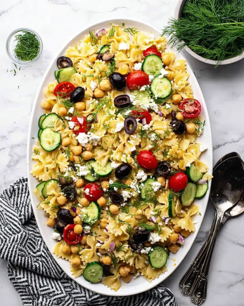 Chickpea Pasta Salad with Dill Yogurt Sauce Recipe