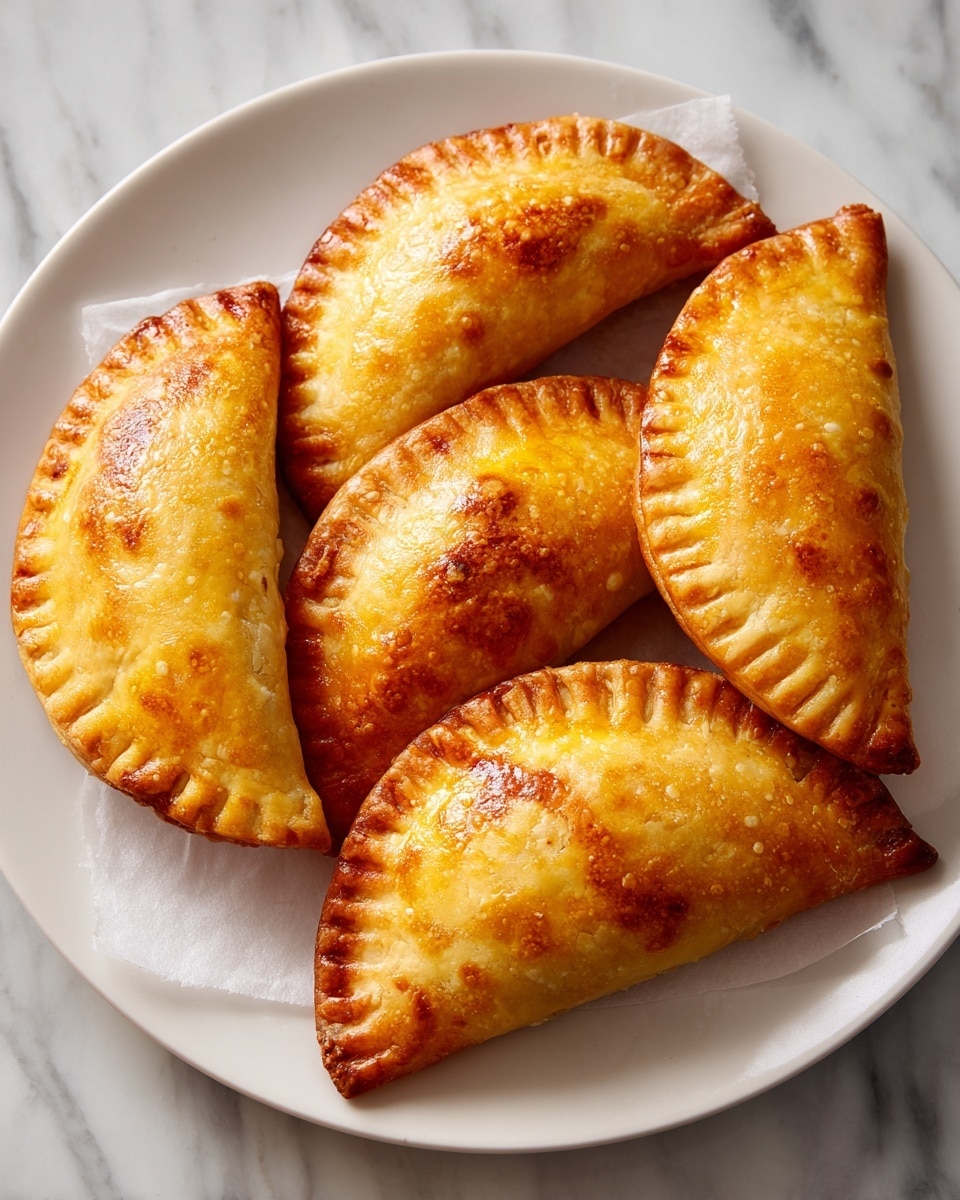 The image shows several golden brown hand pies with a rough textured crust that has been crimped at the edges. One hand pie is broken open, revealing a filling with minced meat in a rich brown color. The pies are topped with a few small slices of green onion scattered on top. They are placed directly on a light surface with scattered crumbs and small pieces of filling around them, all set on a white marbled texture. photo taken with an iphone --ar 4:5 --v 7