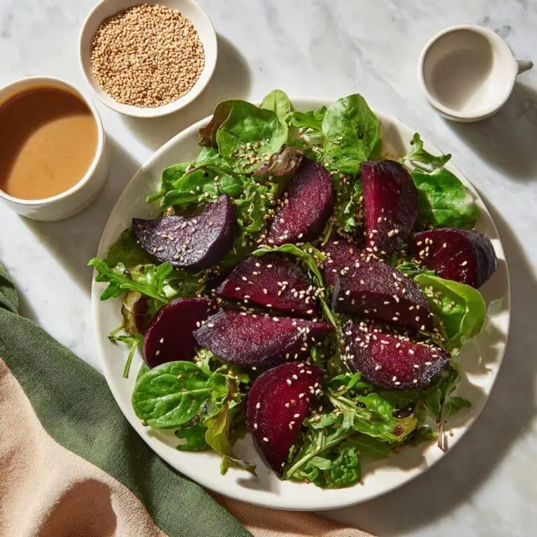Roasted Beet Salad with Miso Dressing, Watercress, and Toasted Sesame Seeds Recipe