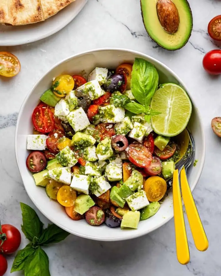 Avocado Salad with Feta, Tomatoes, and Capers Recipe