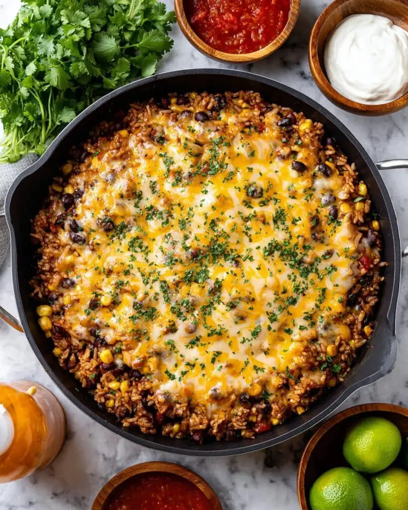 Cheesy One Pot Taco Rice Recipe