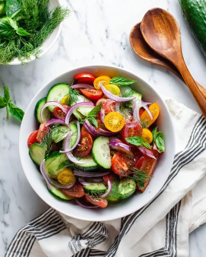 15-Minute Tomato Cucumber and Onion Salad Recipe