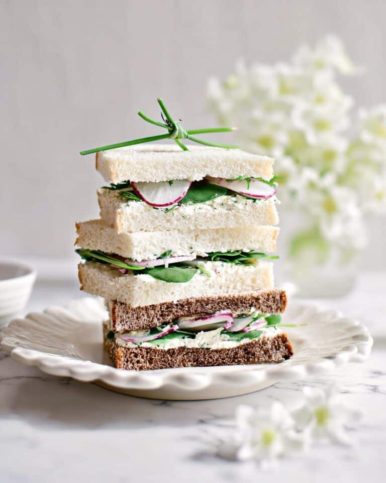 Cucumber Watercress Sandwiches with Garlic Herb Cream Cheese Recipe