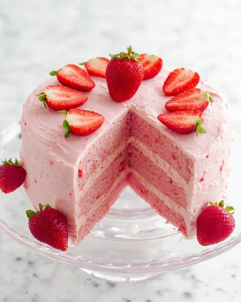 Strawberry Layer Cake with Strawberry Frosting Recipe