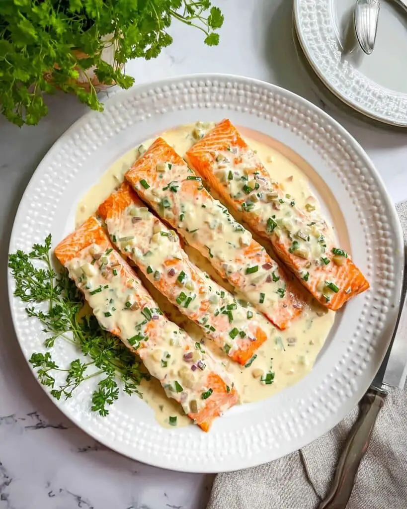 Salmon with Herbed Cream Sauce Recipe