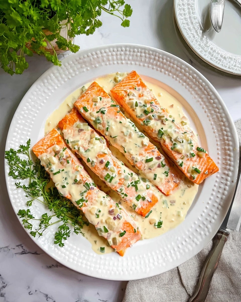 Salmon with Herbed Cream Sauce Recipe
