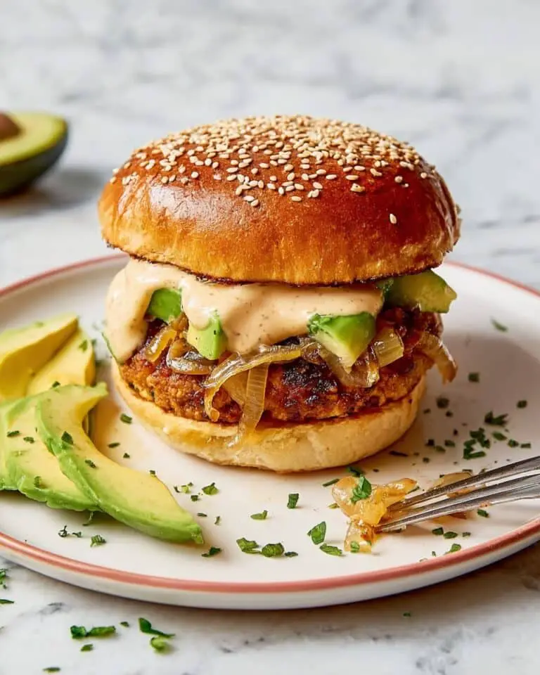 Salmon Burgers with Old Bay Mayonnaise, Caramelized Onions, and Avocado Recipe
