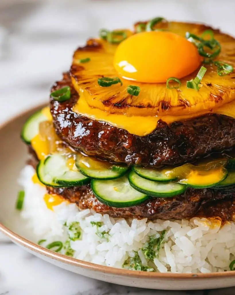 Japanese Hambagu Steak with Teriyaki and Pineapple Recipe
