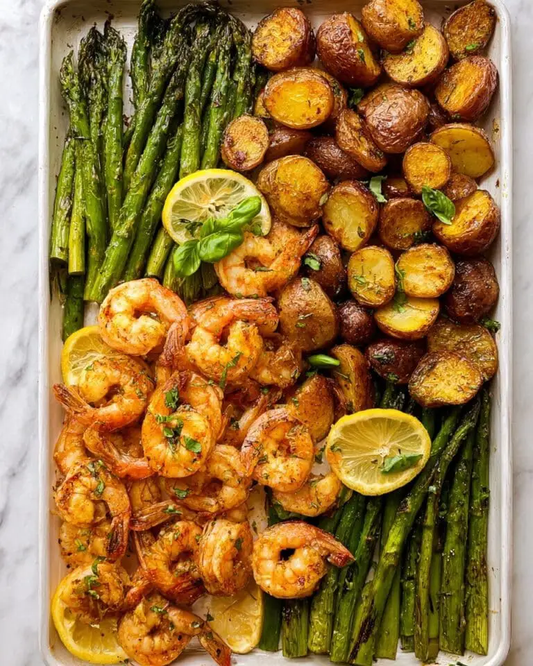 Sheet Pan Shrimp Dinner with Potatoes and Asparagus Recipe