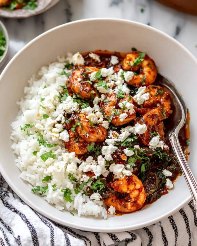 Shrimp with Tomato Sauce, Feta & Rice Recipe