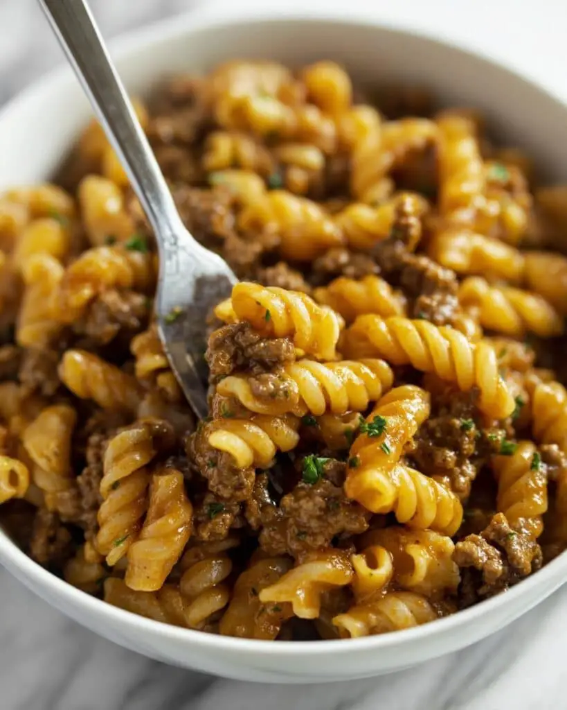 Creamy Hamburger Helper with Cheddar Cheese Recipe