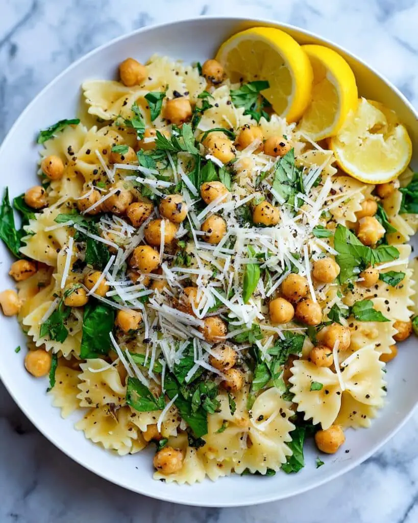 Lemon Herb Pasta Salad with Marinated Chickpeas Recipe