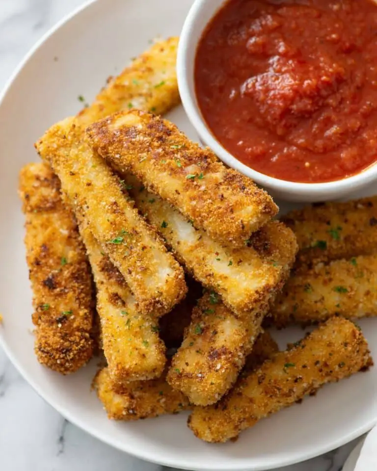 Homemade Cheese Sticks with Crispy Breaded Coating and Dipping Sauce Recipe