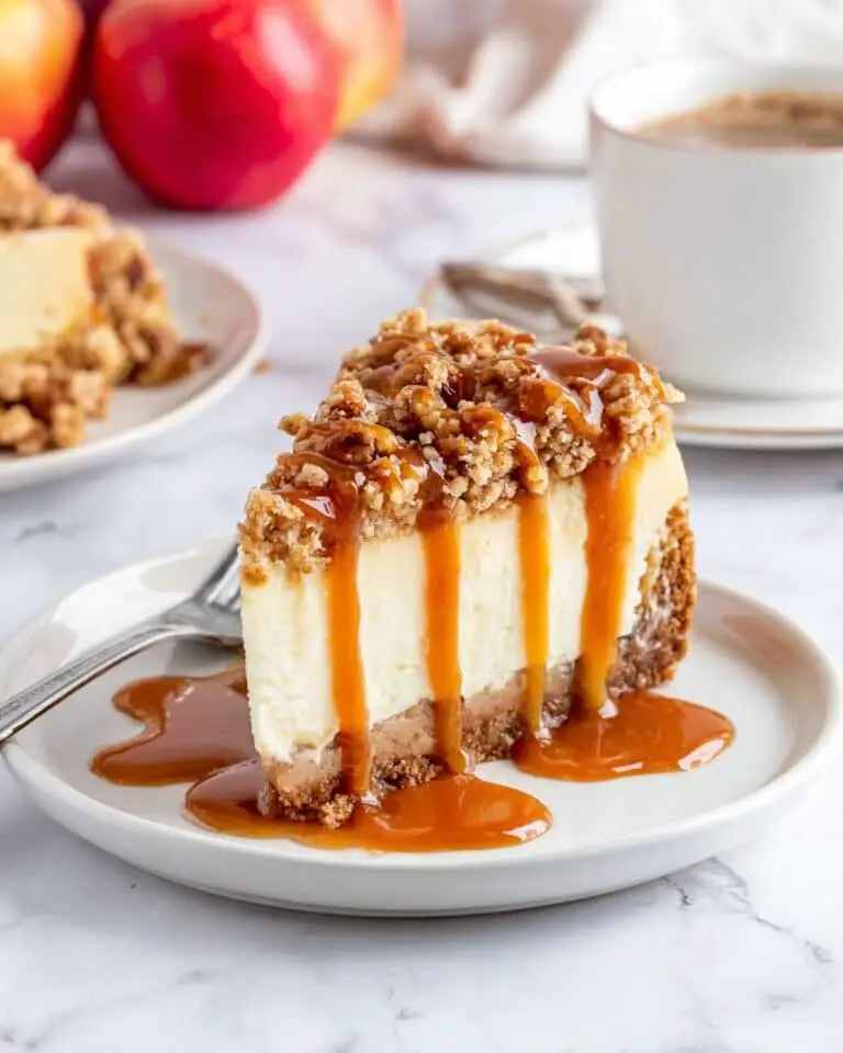 Apple Crisp Cheesecake with Salted Caramel Recipe