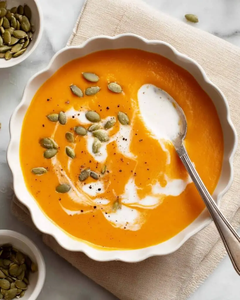 Roasted Butternut Squash Soup with Coconut Milk and Pumpkin Seeds Recipe