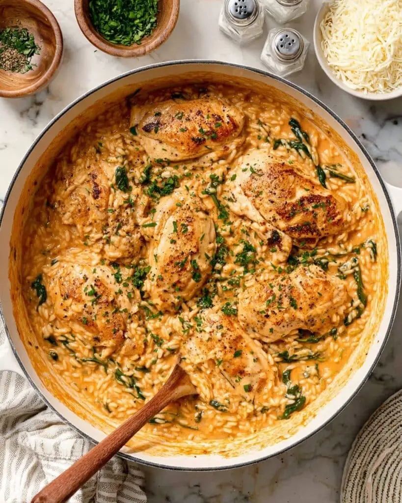 Creamy Chicken and Orzo Skillet Recipe