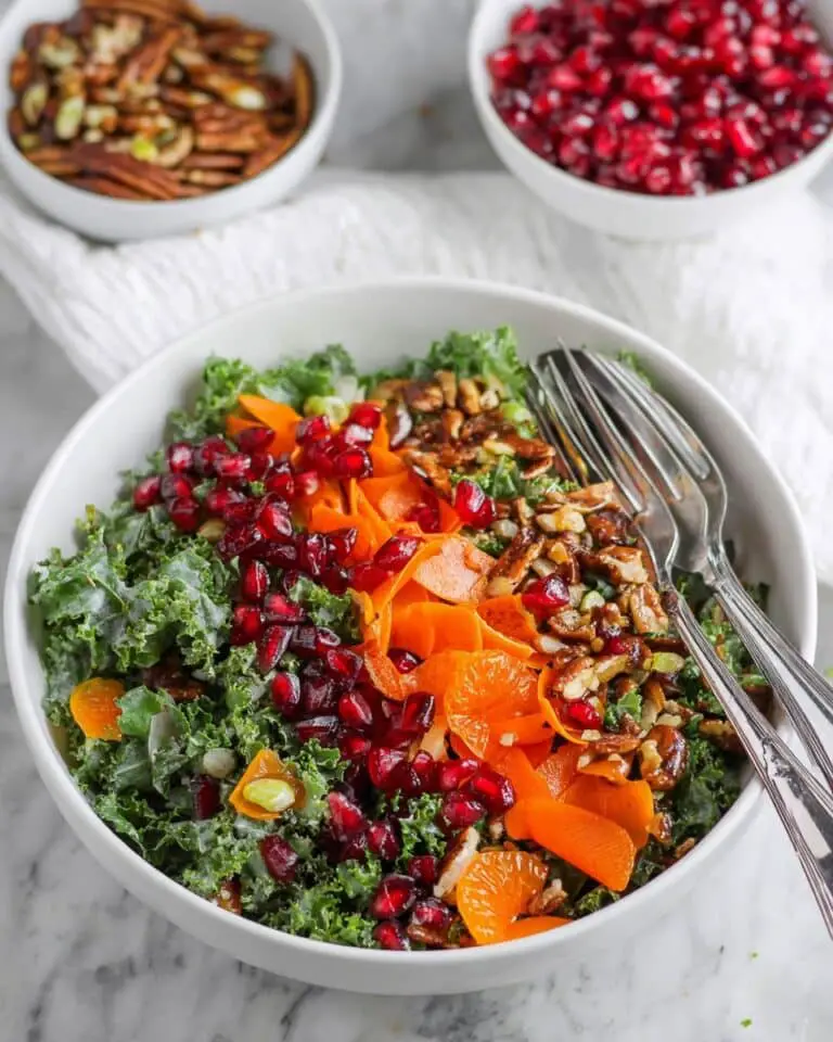 Persimmon Salad with Pomegranate, Candied Pepitas, and Green Velvety Dressing Recipe