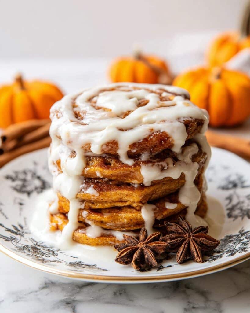 Pumpkin Cinnamon Roll Pancakes Recipe