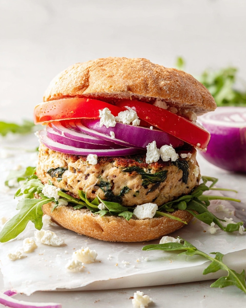 Healthy Ground Chicken Feta Burgers with Spinach Recipe