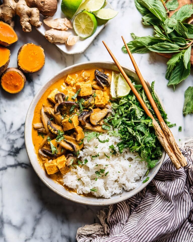 Thai Mushroom Pumpkin Curry with Tofu or Chickpeas Recipe